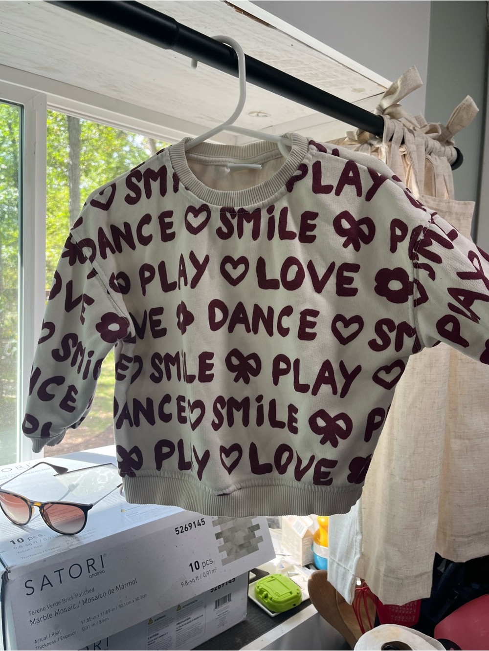 Zara Cream & Maroon Kids Sweatshirt - Play Smile Love